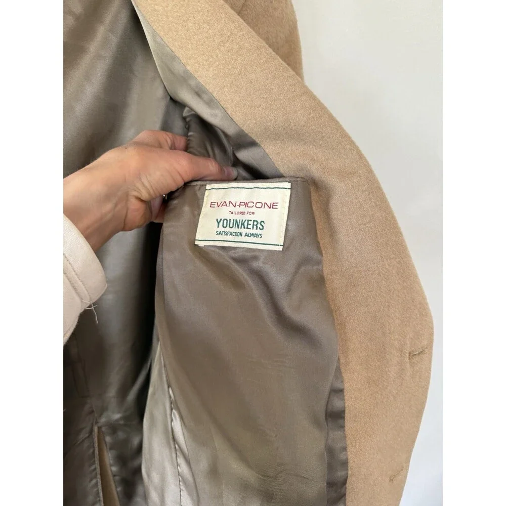 Evan Picone Men’s 42 100% Camel Hair Beige Blazer Tan Jacket Coat Button Up